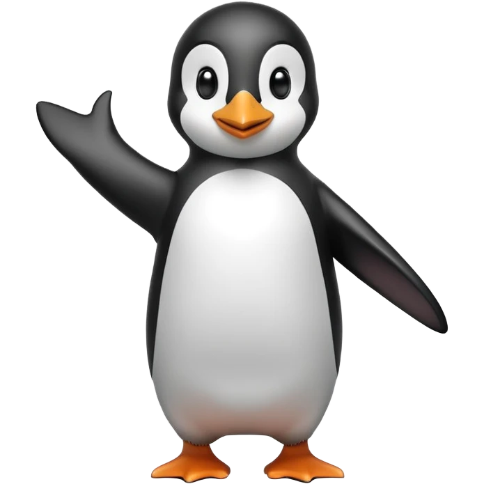 happy penguin waving while jumping emoji