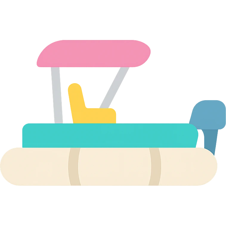 a pontoon, stylized and colorful emoji