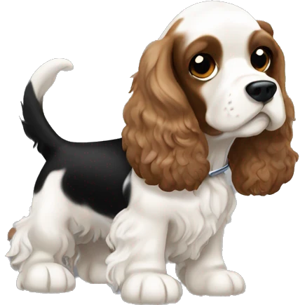 cocker spaniel black white brown  emoji