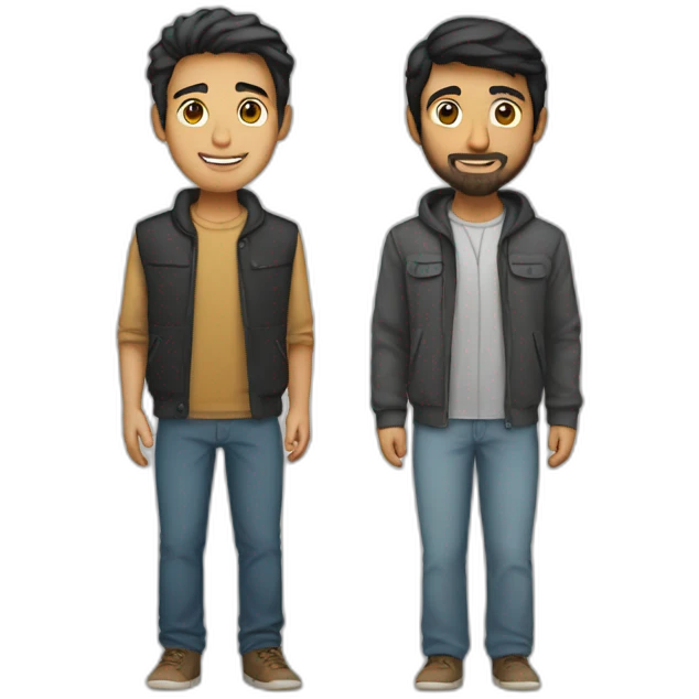 Arab asian and italian male friends standing together emoji
