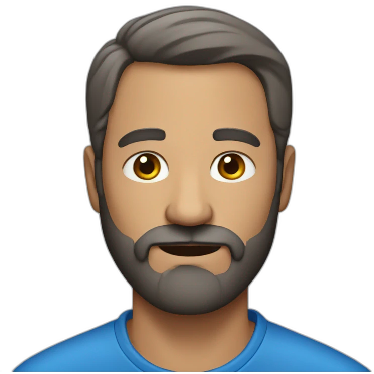bold man with a beard around 50yo with blue shirt emoji