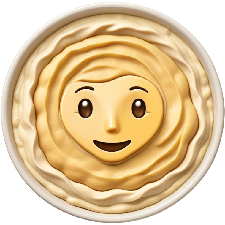 Cinematic Realistic Hummus Dish Emoji, depicted as a creamy chickpea dip drizzled with olive oil rendered with rich textures and warm, inviting lighting. emoji