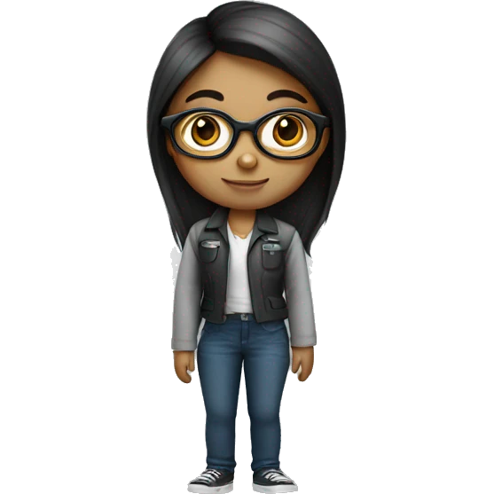 Girls who works as an ai engineer, big eyes, wear glasses, fair and long hairs emoji