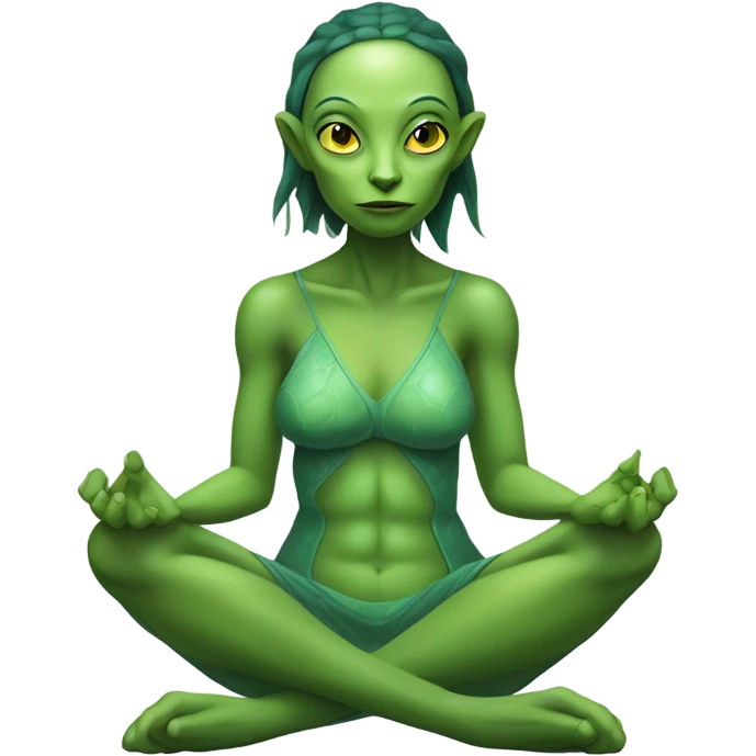 a Reptilian alien woman,in meditation emoji