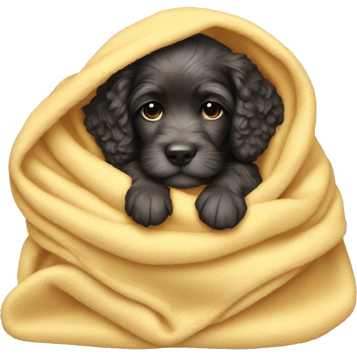 cockapoo puppy sleep in blanket emoji