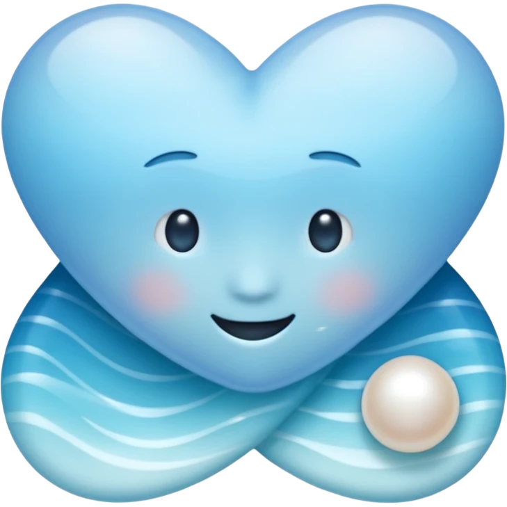 Light blue seashore emoji, pearl texture, soft gradient, smooth curves, glossy finish emoji