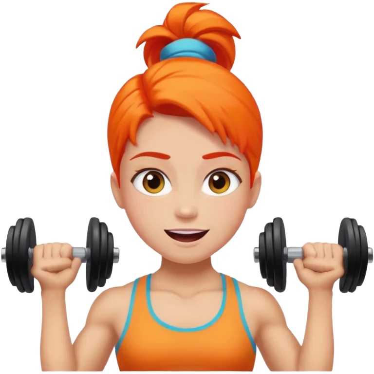 person lifting weights, animated expression, bright colors, iOS 18 style emoji