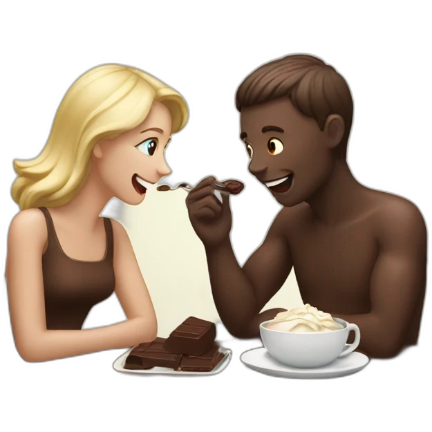 white couple eating chocolat emoji