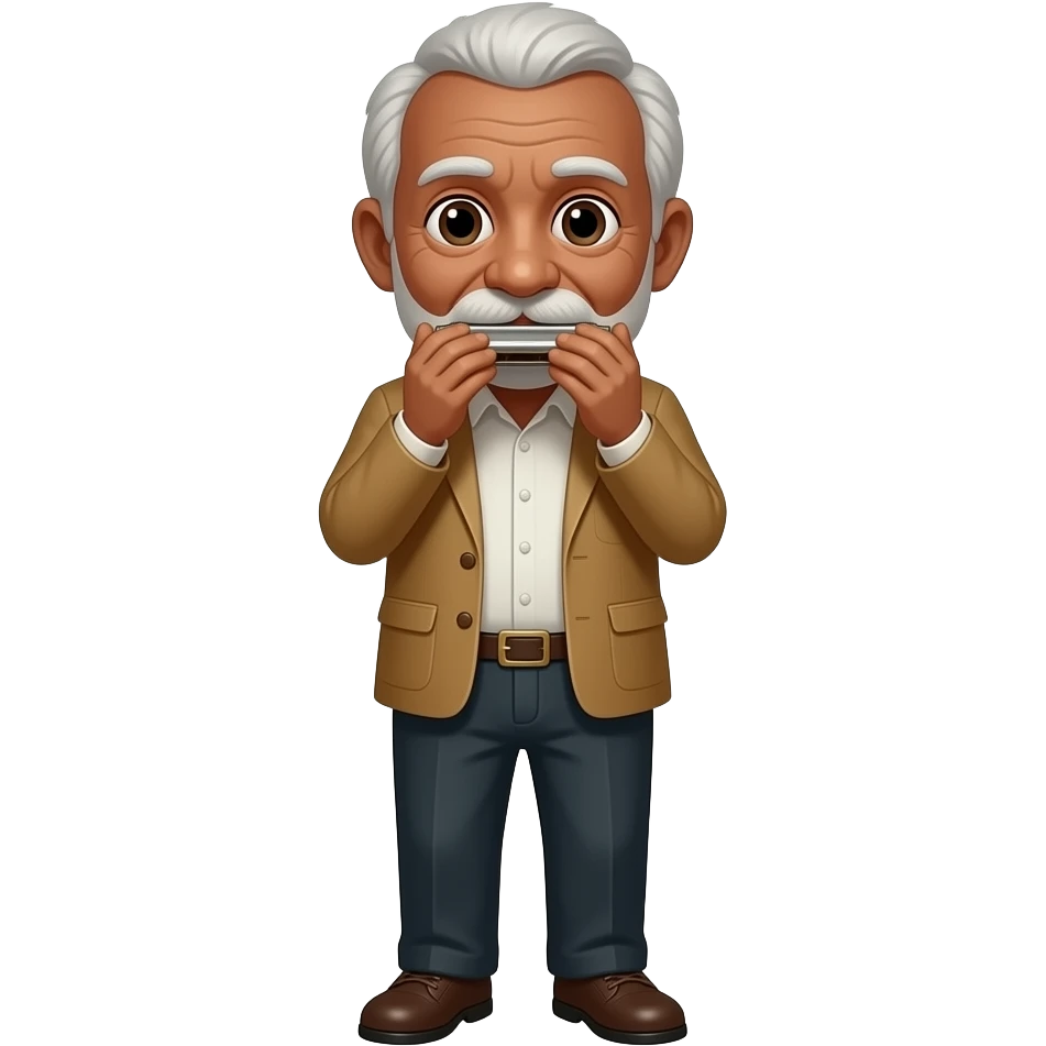 harmonica broat face old man few hair emoji