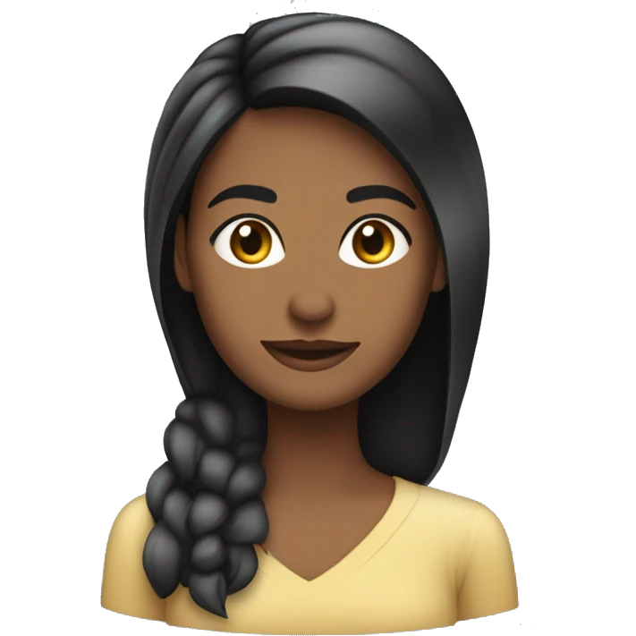 mulher morena com computador, cabelo liso preto médio emoji