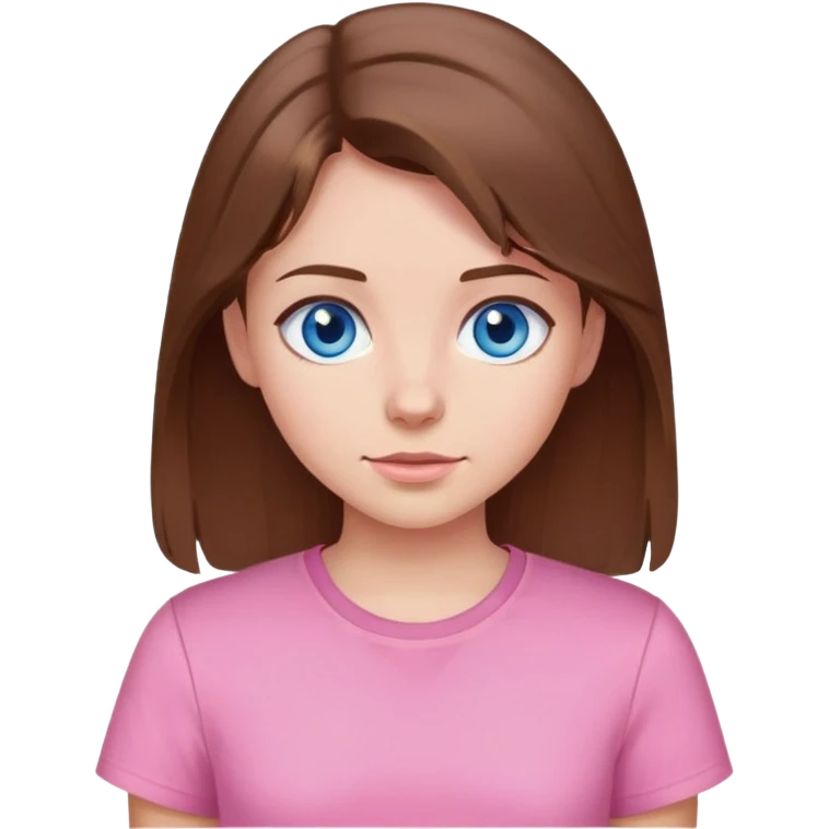 girl with brown hair, blue eyes and pink shirt  emoji
