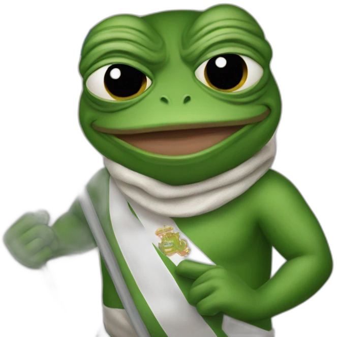 Pepe the frog holding Quebec flag emoji