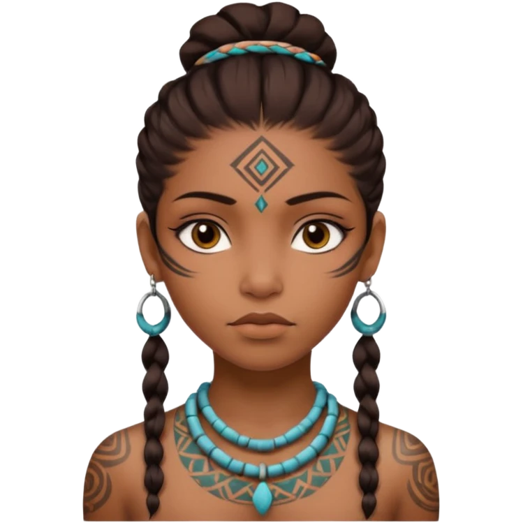 tribal girl Tattooed, not wearing necklace emoji