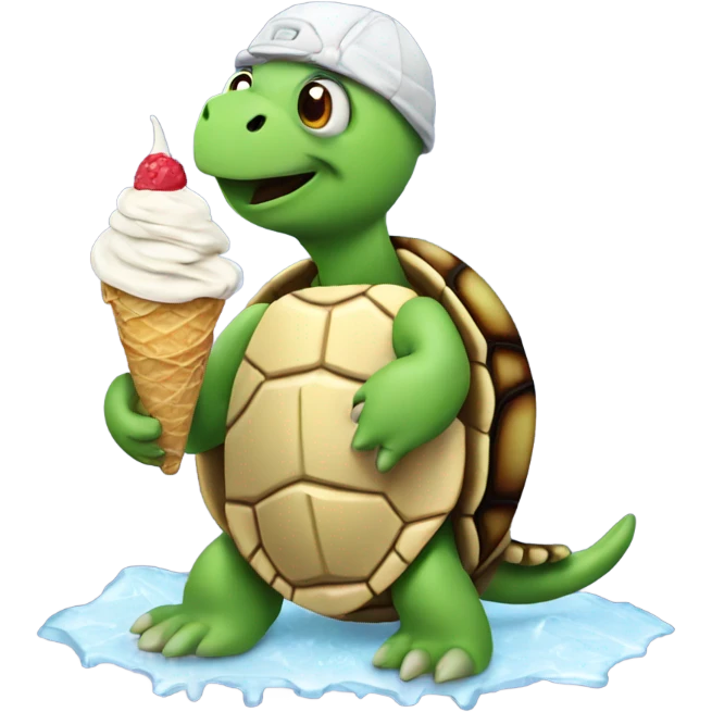 turtle eating ice cream emoji