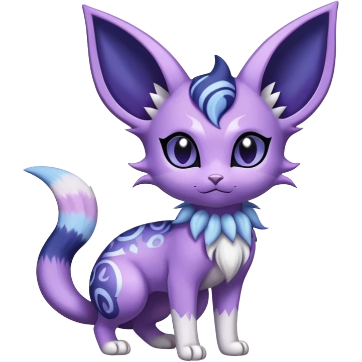 Shiny Exotic Cute Adorable Majestic Espeon-Purrloin-Delcatty-Meowstic-Hybrid-Creature with pattern-markings emoji