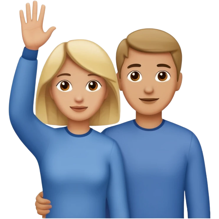 two parents waving goodbye to their teen, side view emoji