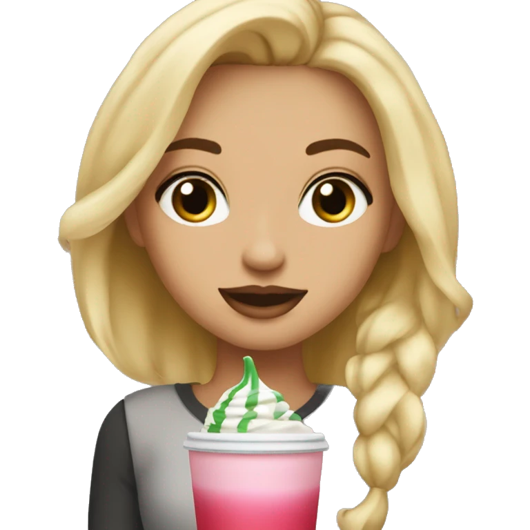 I want a pretty blonde with full make up who drinks starbucks emoji