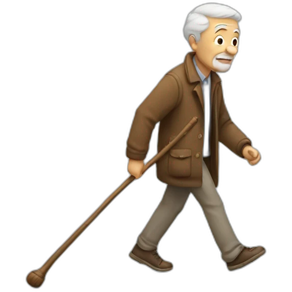 Old man walking with stick emoji
