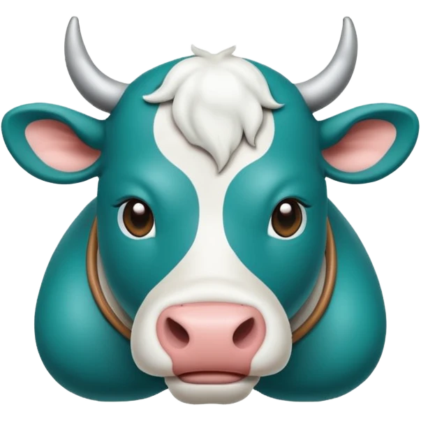 Emoji-style icon of a cow and buffalo with a scan frame or AI detection overlay, representing breed identification. Clean, friendly, rounded design, easy to recognize at small sizes, teal and white accents, no text, transparent background. emoji