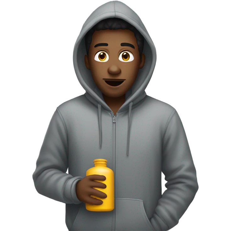 Guy wearing a hoodie with a can of oxygen in his mouth emoji