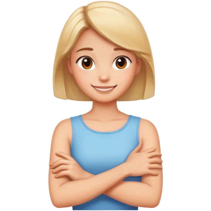 Girl with arms crossed on neck￼ emoji