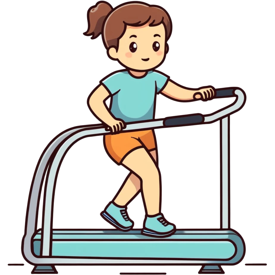Girl sweating using the stepper at home  emoji