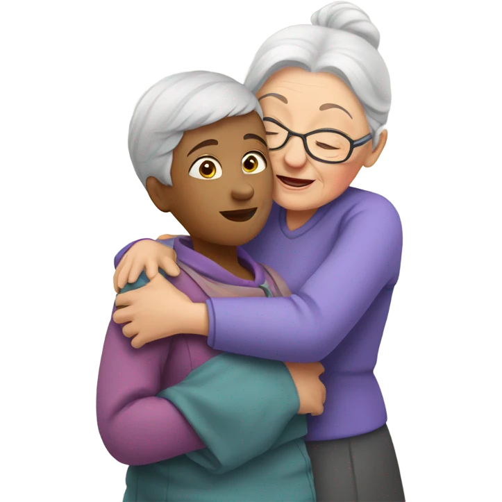 Grandma huggings with a girl emoji