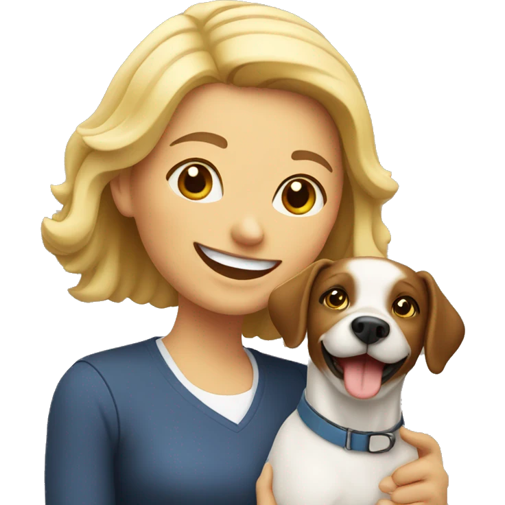 smiling lady with dog emoji
