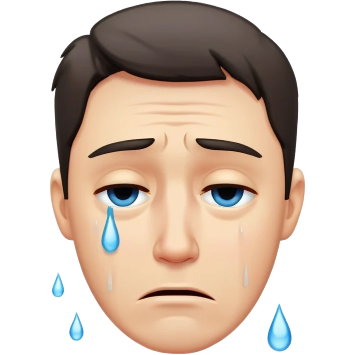 A man with tears streaming down his face, crying with sadness emoji