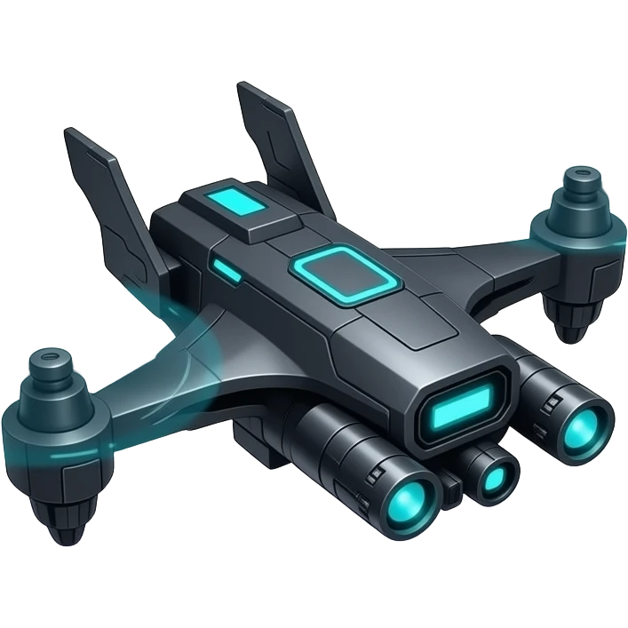 Sleak scifi hover drone with weapons emoji