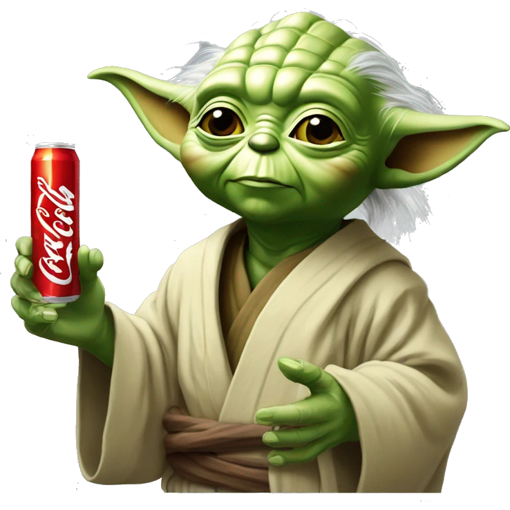 Yoda buvant une canette de coca  emoji