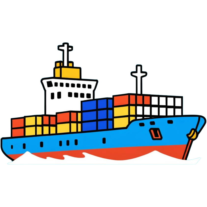 Cargo container ship in ocean emoji