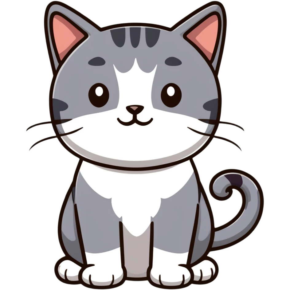 Gray tabby tuxedo cat emoji