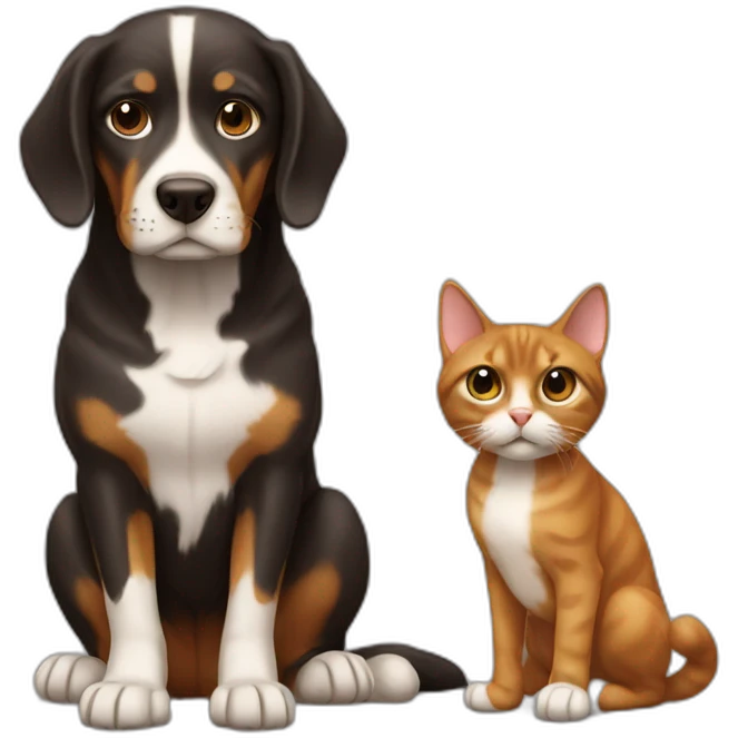Dog Brown with a cat black emoji