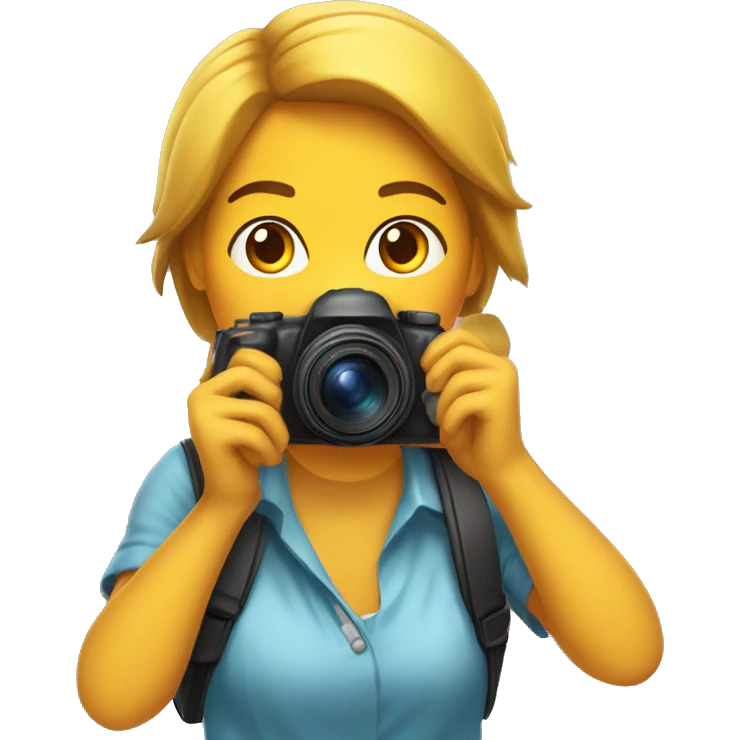 Chica haciendo fotos con cámara de fotos emoji