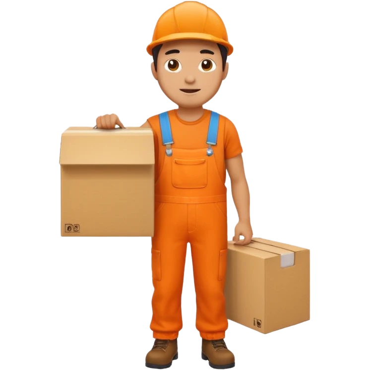 man orange overalls carrying a large box emoji