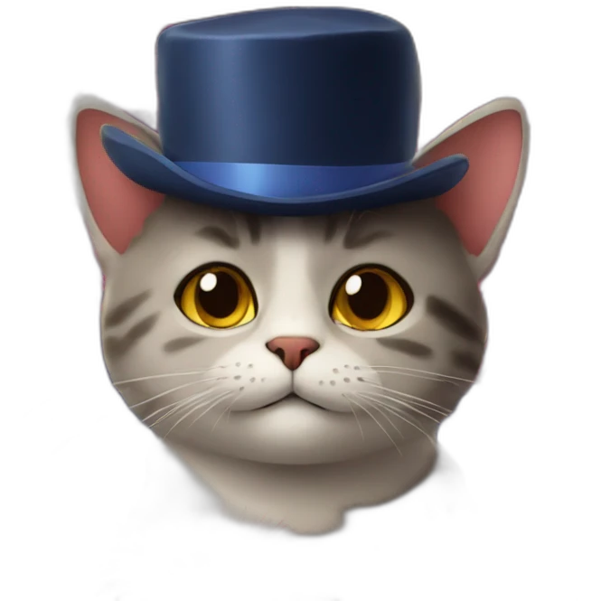 a cat with hat and fireworks emoji