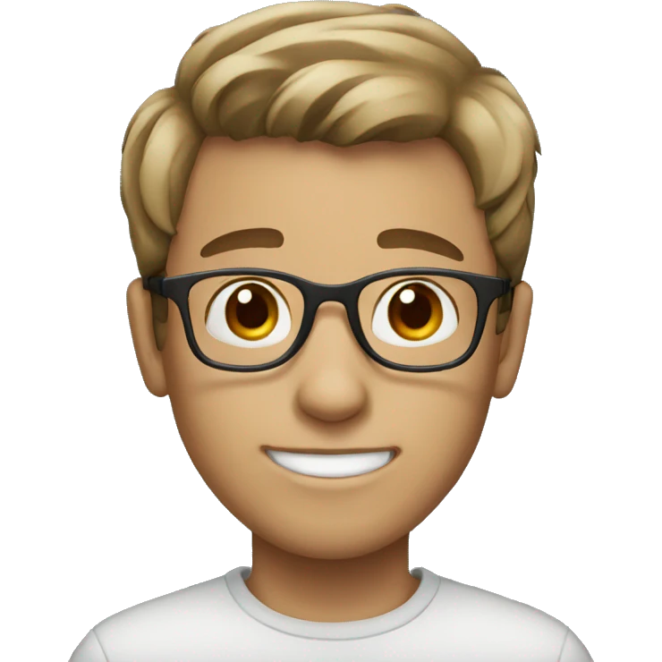 A white, brown-haired boy with glasses emoji