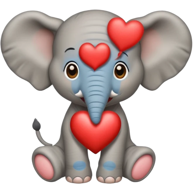 Elephant calf with small heart symbol on head, circus cloth emoji