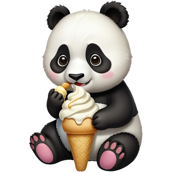 Panda eating ice cream emoji