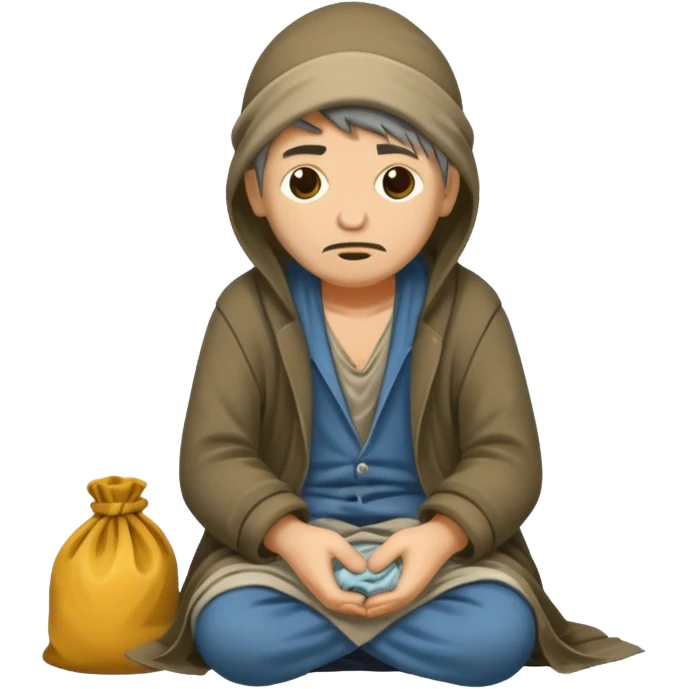beggar who is also a homeless person poor with damaged clothing emoji