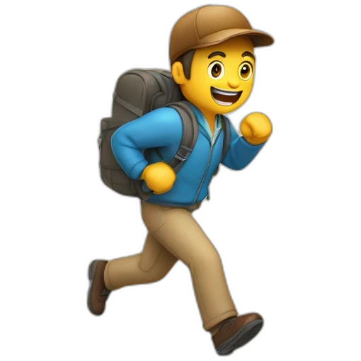 Hombre con mochila de viaje corriendo emoji