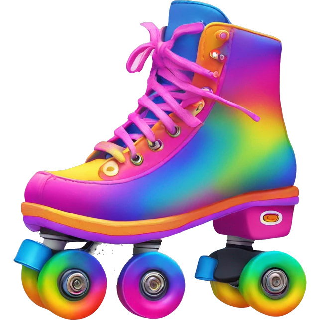 Lisa frank roller skate with rainbow laces and neon wheels emoji