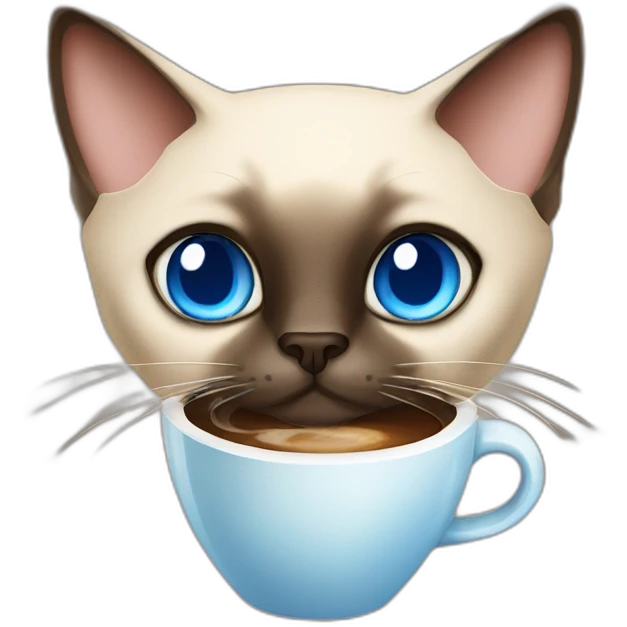 siamese cat with blue eyes drinking coffee emoji