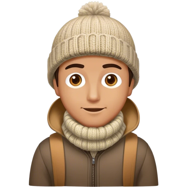 man in outdoor wither clothes and knited hat fuul scale emoji