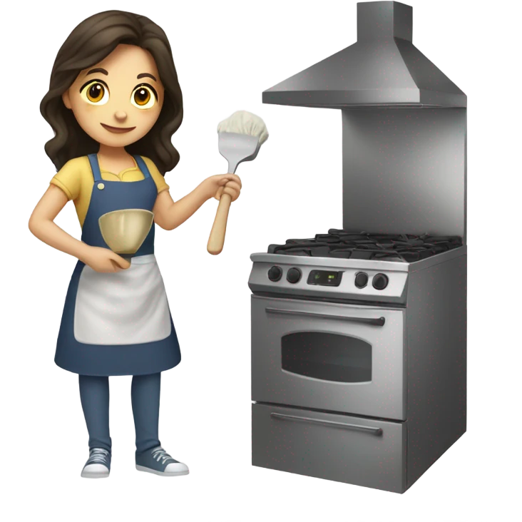 Brunette girl with light skin cooking pasta  emoji