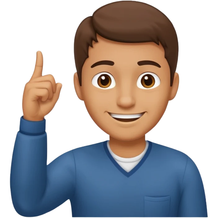 man pointing with index finger on his hand towards forehead and smiling emoji
