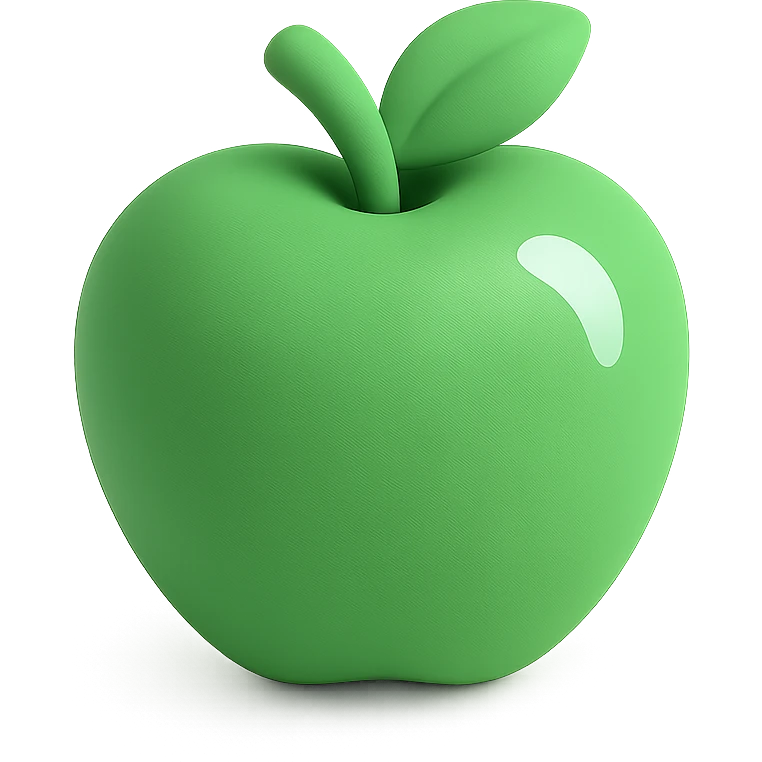 A 3D green apple. emoji