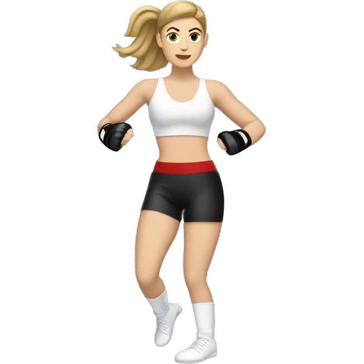 Brunette white Woman kickboxing with a cast on her leg emoji