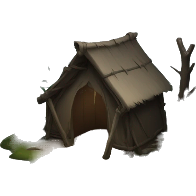 Makeshift hut in dark woods emoji